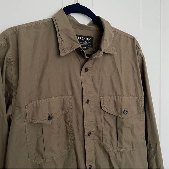 Filson washed feather cloth shirt button down dusty olive - Picture 4 of 9